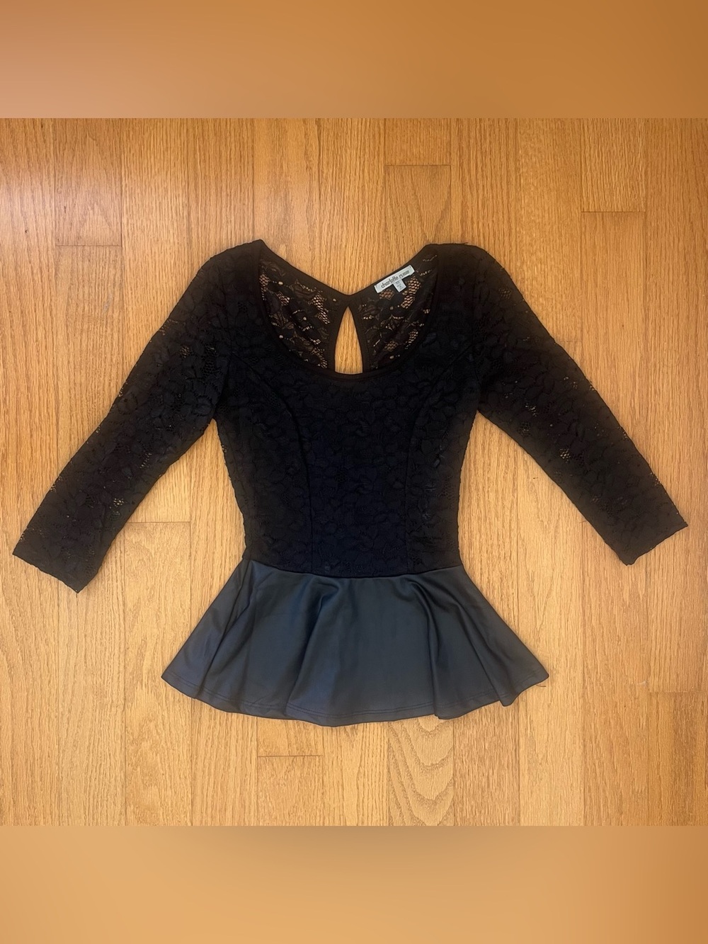 Charlotte Russe black lace peplum top